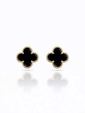 Clover Black Stud Earrings